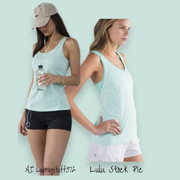🎉2 FOR 1!!!🎉Cute Lululemon Super Sport Tank in Sea Mist & FREE Black Shorts - Picture 7 of 13